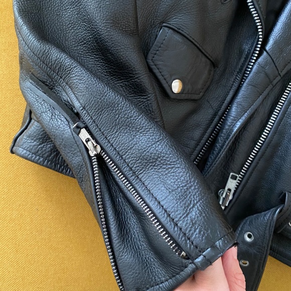 Leather Biker Jacket Genuine Leather Vintage - Picture 3 of 9